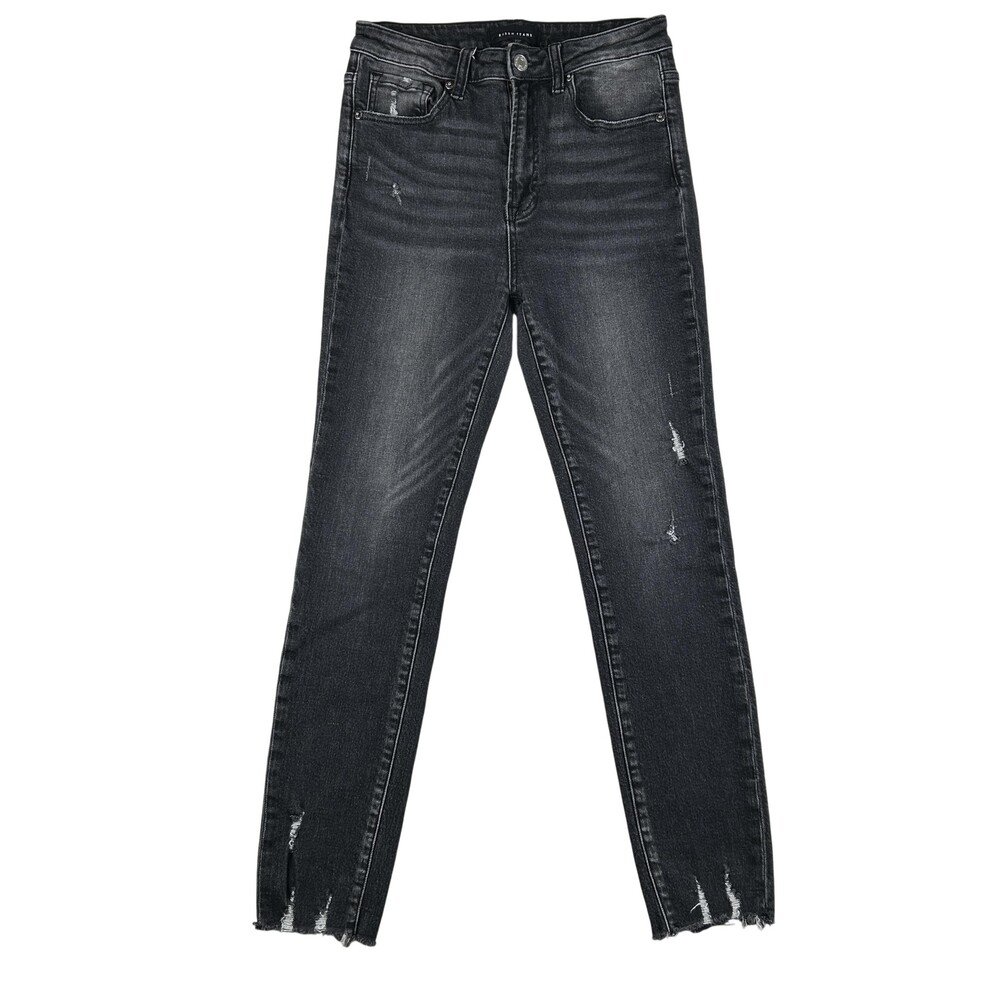 Risen Jeans Womens 5/27 Charcoal Wash High Rise Distressed Skinny 27x27